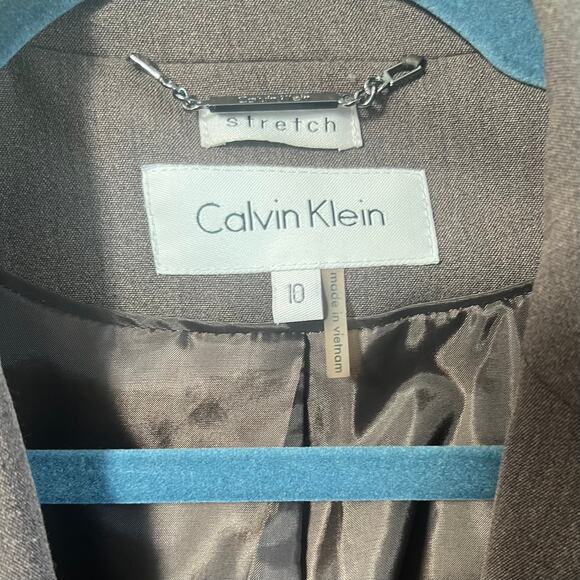CK Calvin Klein Women's Professional Brown Stretch Blazer, Zip Pockets, Size 10 - Picture 11 of 13